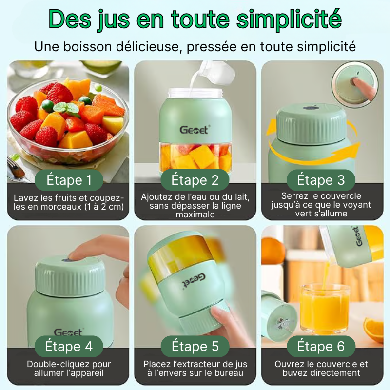 Mixeur portable 500 ml sans BPA, avec paille et 2 couvercles – Idéal pour smoothies, jus et boissons glacées. PROMOTION UNIQUEMENT CETTE SEMAINE !