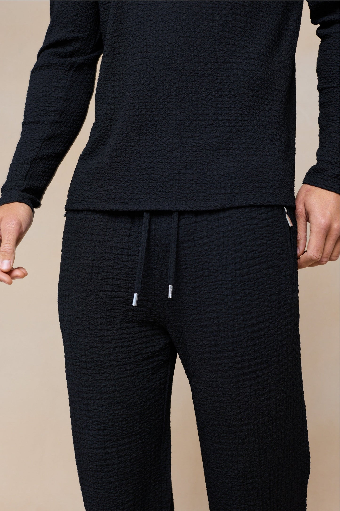 Artie Ruched Textured Trouser - Black