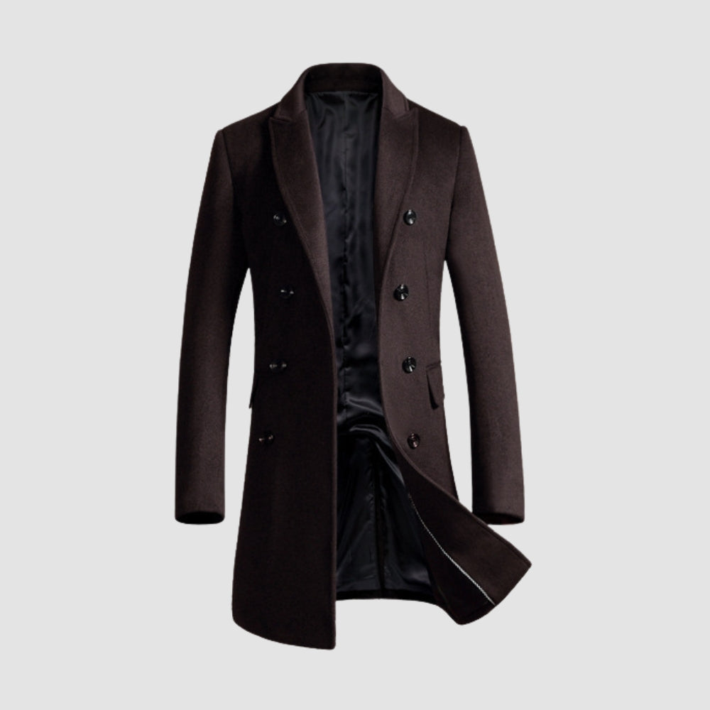 Old Money Mid-Length Double-Breasted Woolen Coat