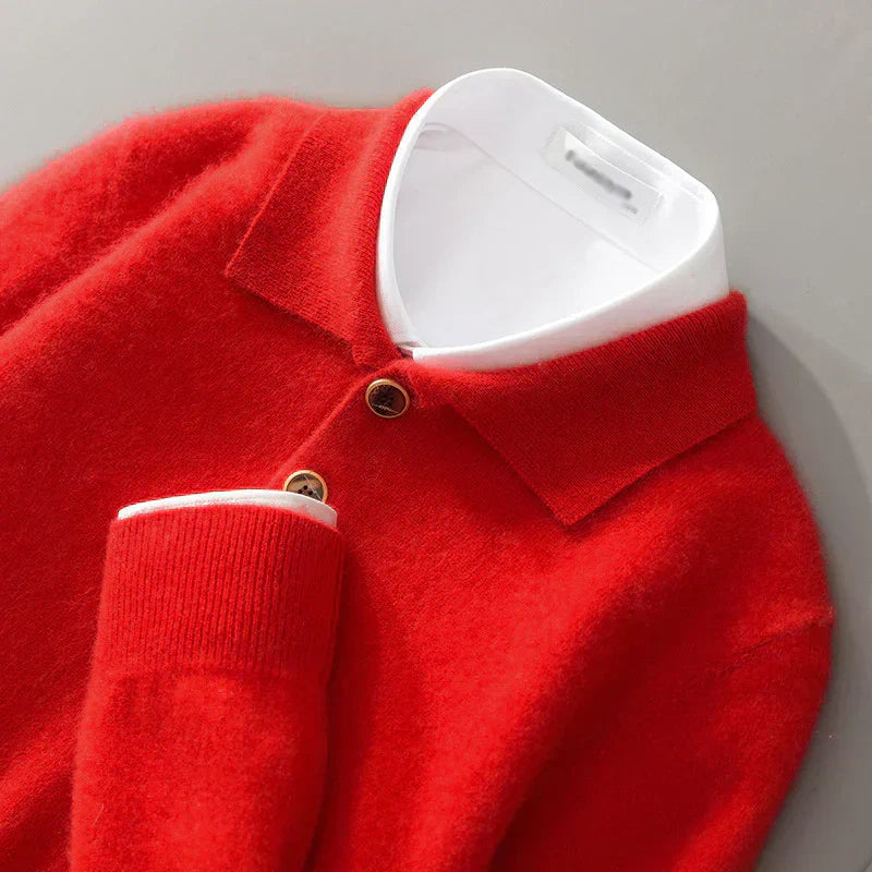 Old Money Cashmere Polo Jumper
