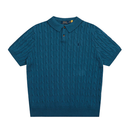 Cable-Knit Cotton Polo-Collar Jumper