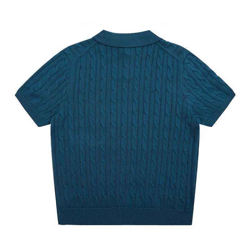 Cable-Knit Cotton Polo-Collar Jumper