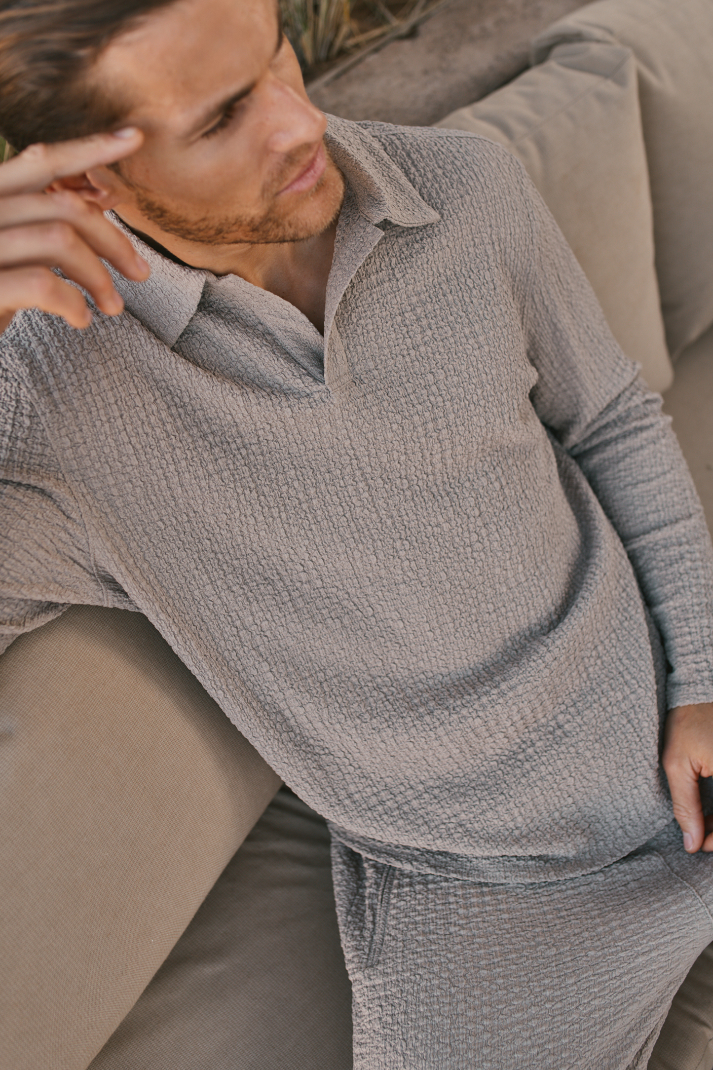 Artie Ruched Textured Trouser - Mushroom