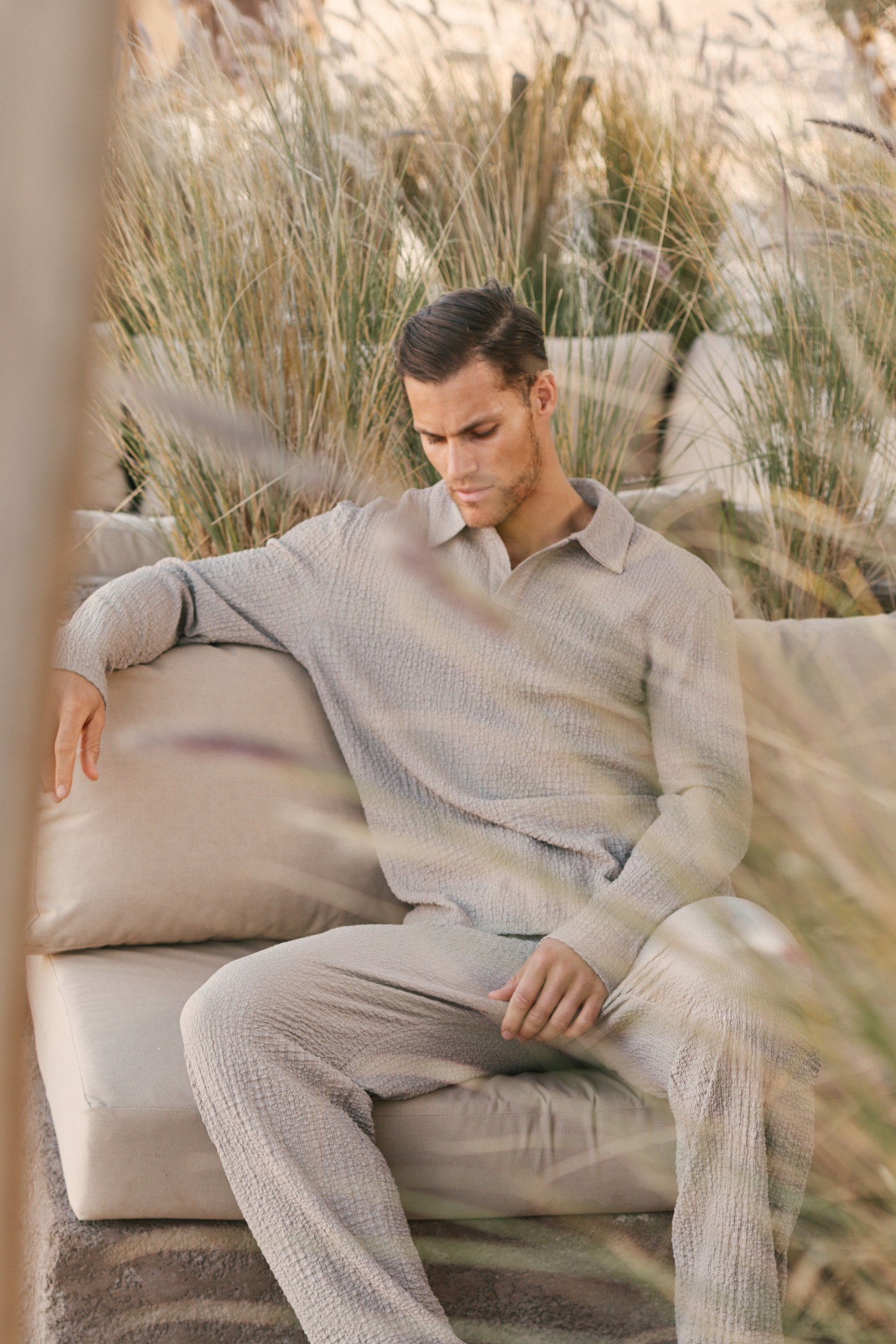 Artie Ruched Textured Trouser - Mushroom