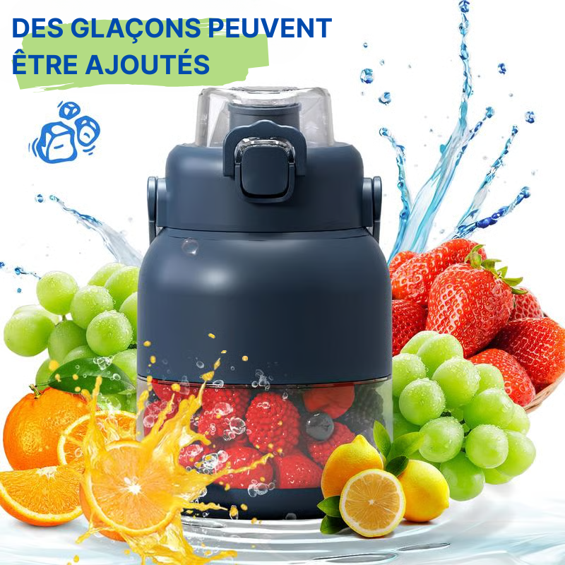 Mixeur portable 500 ml sans BPA, avec paille et 2 couvercles – Idéal pour smoothies, jus et boissons glacées. PROMOTION UNIQUEMENT CETTE SEMAINE !
