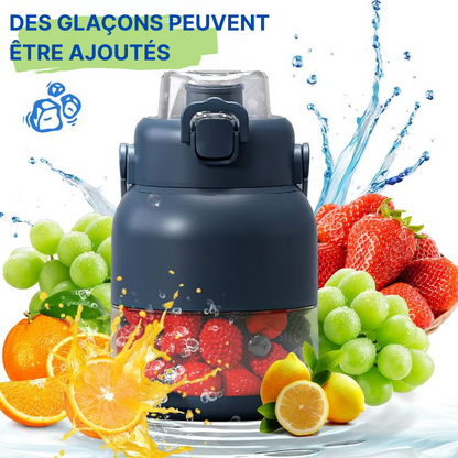 Mixeur portable 500 ml sans BPA, avec paille et 2 couvercles – Idéal pour smoothies, jus et boissons glacées. PROMOTION UNIQUEMENT CETTE SEMAINE !