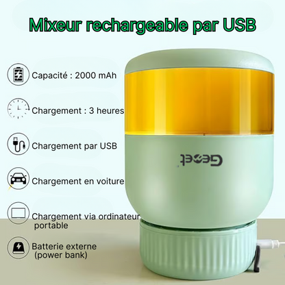Mixeur portable 500 ml sans BPA, avec paille et 2 couvercles – Idéal pour smoothies, jus et boissons glacées. PROMOTION UNIQUEMENT CETTE SEMAINE !