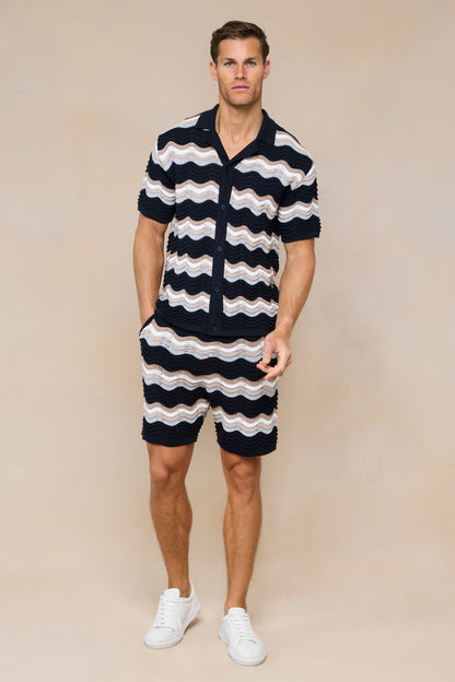 Primavera Crochet Knit Short - Black/Brown