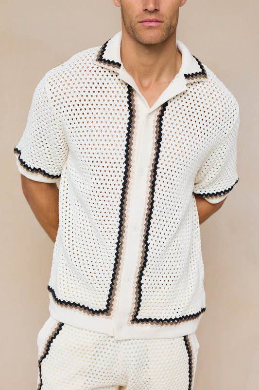 Marconi Crochet Knit Shirt - Ecru