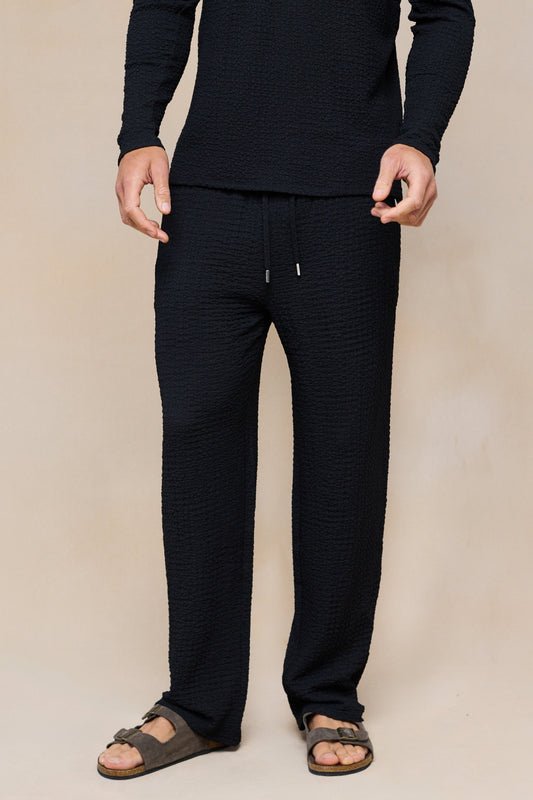 Artie Ruched Textured Trouser - Black