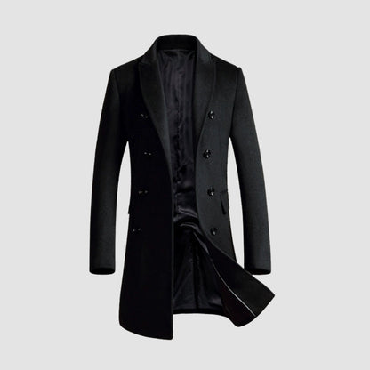 Old Money Mid-Length Double-Breasted Woolen Coat