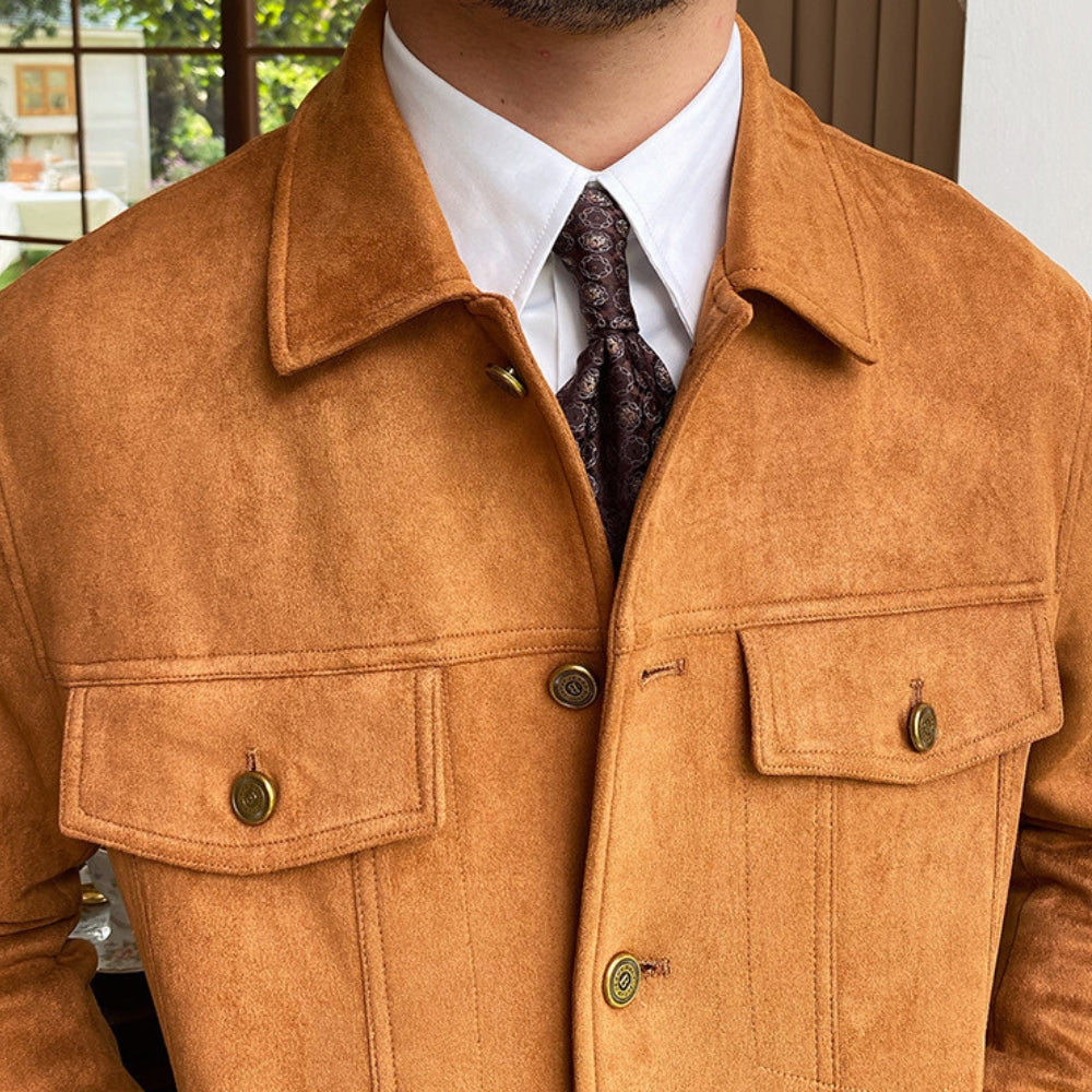 Old Money Suede Lapel Casual Jacket