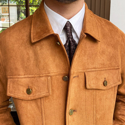 Old Money Suede Lapel Casual Jacket
