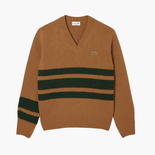 LC Striped Wool V Neck Sweater