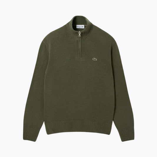 LC Zipped High Neck Carded Wool Sweater