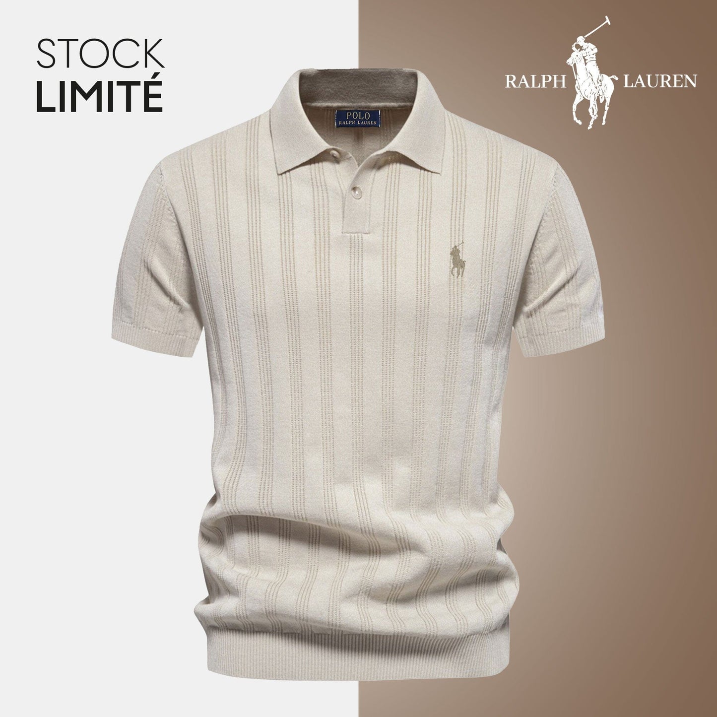 R&L | Textured Knit Polo Shirt