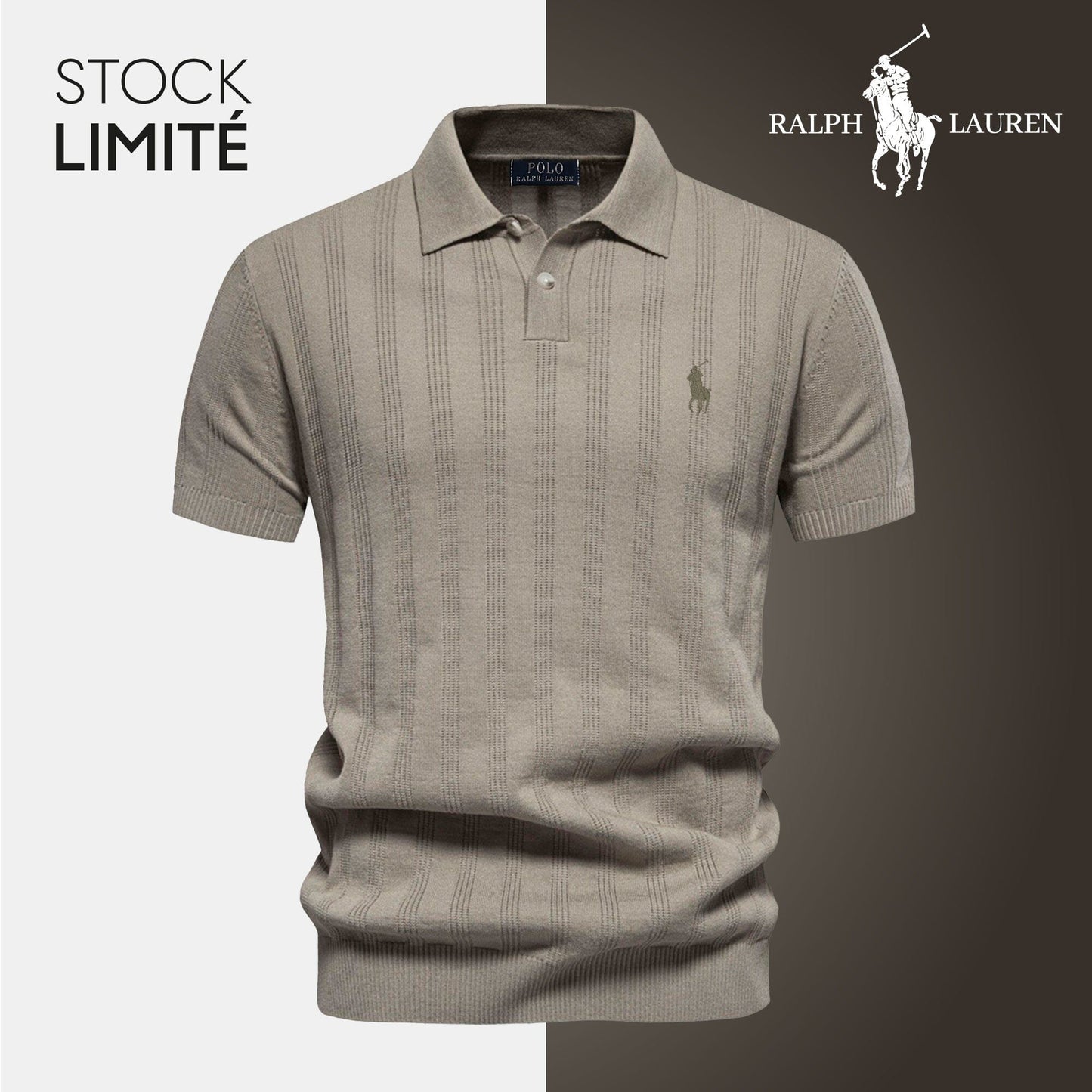 R&L | Textured Knit Polo Shirt