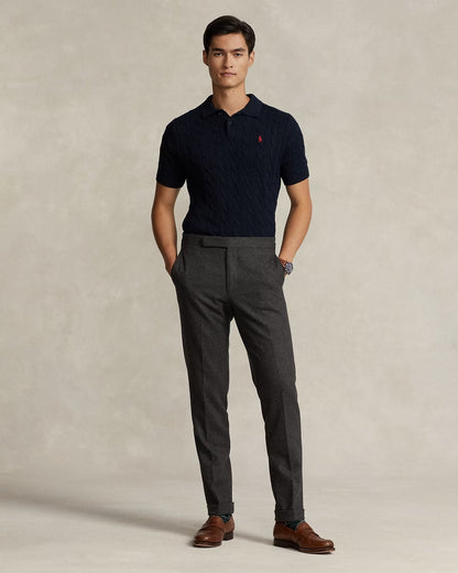 Cable-Knit Cotton Polo-Collar Jumper