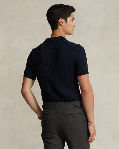 Cable-Knit Cotton Polo-Collar Jumper